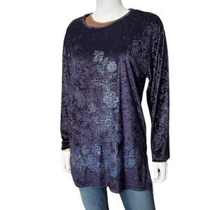 Vintage Bentley Crushed Velvet Sparkle Long Sleeve Tunic, M